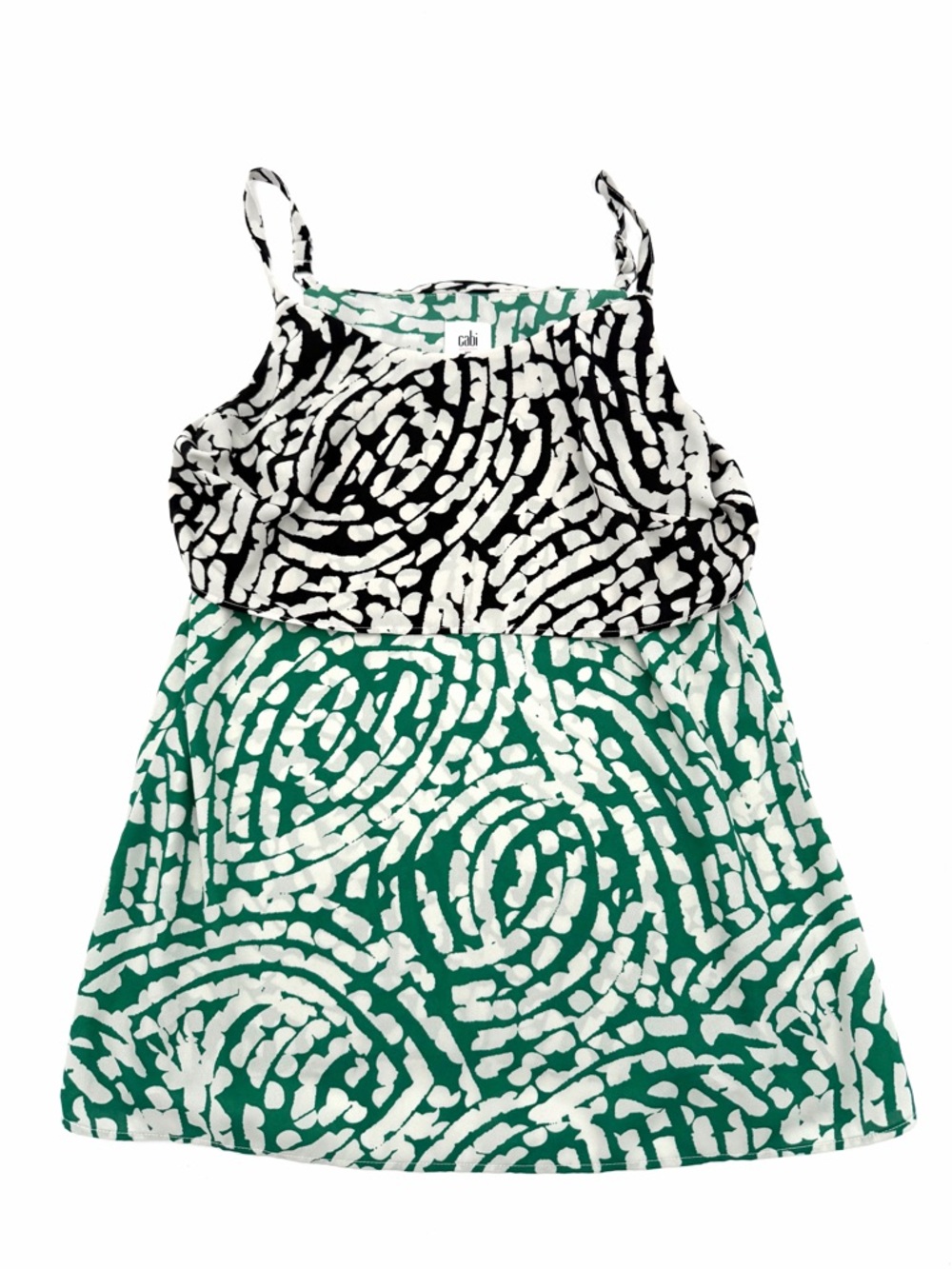 NWOT New Cabi Women's Tank Sleeveless Shirt XS Top Straps Green Black 54077